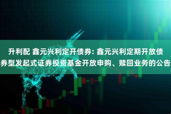 升利配 鑫元兴利定开债券: 鑫元兴利定期开放债券型发起式证券投资基金开放申购、赎回业务的公告